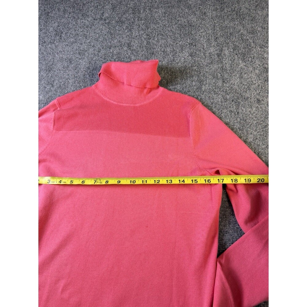 Talbots Womens S Hot Pink Turtleneck Sweater Cotton Blend Ribbed Preppy - Picture 6 of 11